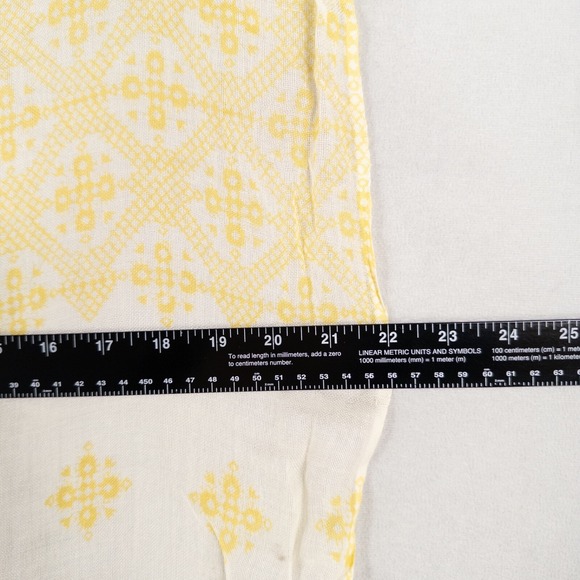 World Market Fashion Scarf Yellow White Geometric Print Viscose Fringe Casual - Picture 5 of 7